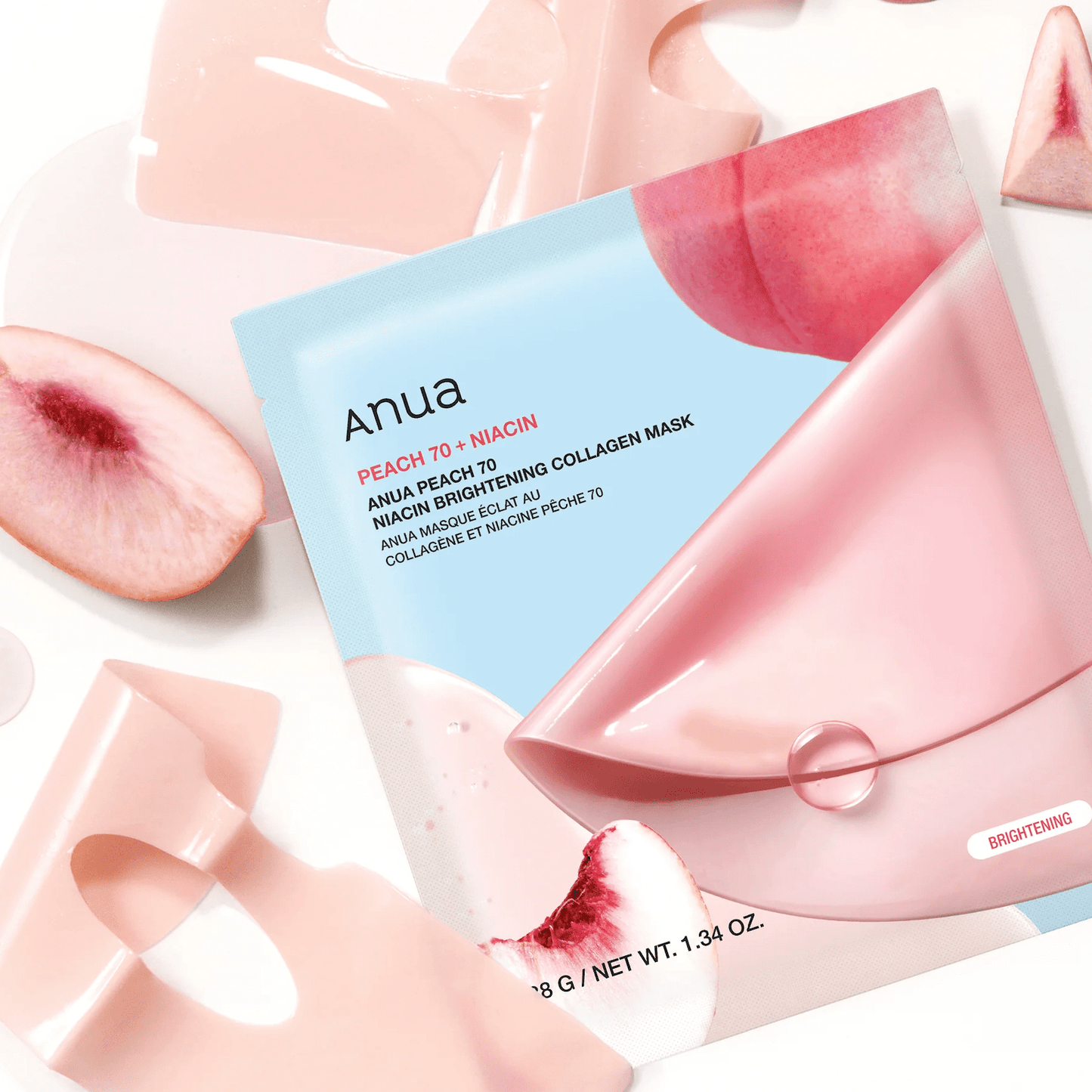 Anua Collagen Mask (Original) – Peach 70 + Niacin & Rice 70 + Ceramide (4 Sheets) | Hydrating, Brightening & Firming K-Beauty Mask