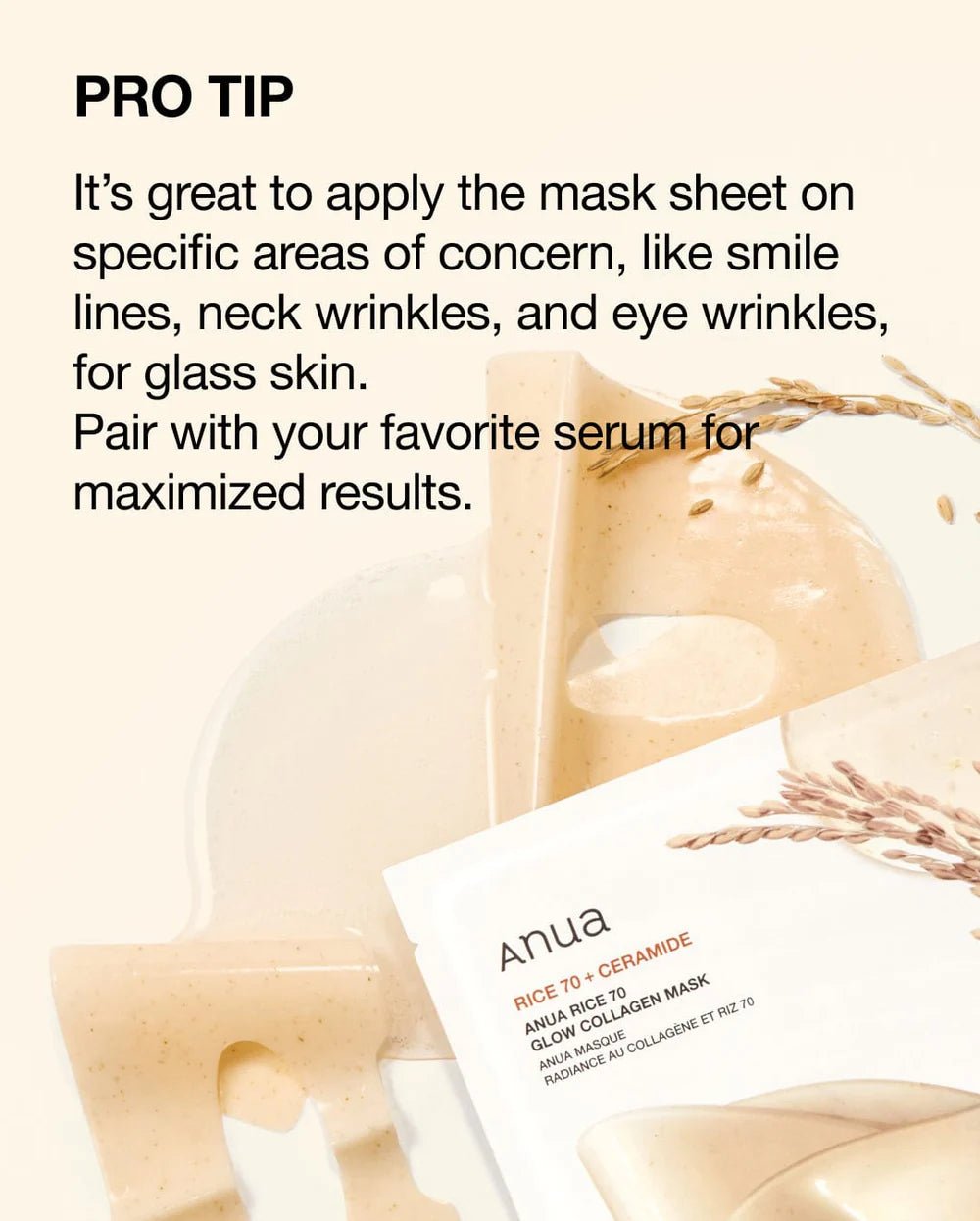 Anua Collagen Mask (Original) – Peach 70 + Niacin & Rice 70 + Ceramide (4 Sheets) | Hydrating, Brightening & Firming K-Beauty Mask