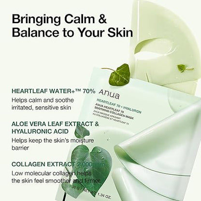 Anua Soothing Collagen Mask – Heartleaf 70% & Hyaluronic Hydration Sheet Mask (Original)