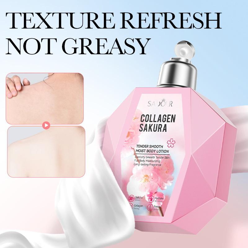 SADOER Collagen Sakura Body Lotion – 98% Sakura Extract & Collagen Firming Moisturizer (300ml) | Hydrating & Brightening Body Care (Original)