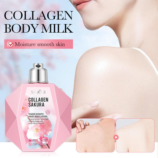 SADOER Collagen Sakura Body Lotion – 98% Sakura Extract & Collagen Firming Moisturizer (300ml) | Hydrating & Brightening Body Care (Original)