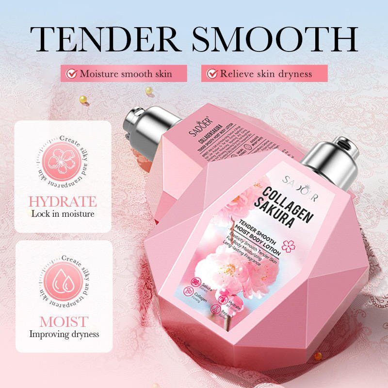 SADOER Collagen Sakura Body Lotion – 98% Sakura Extract & Collagen Firming Moisturizer (300ml) | Hydrating & Brightening Body Care (Original)