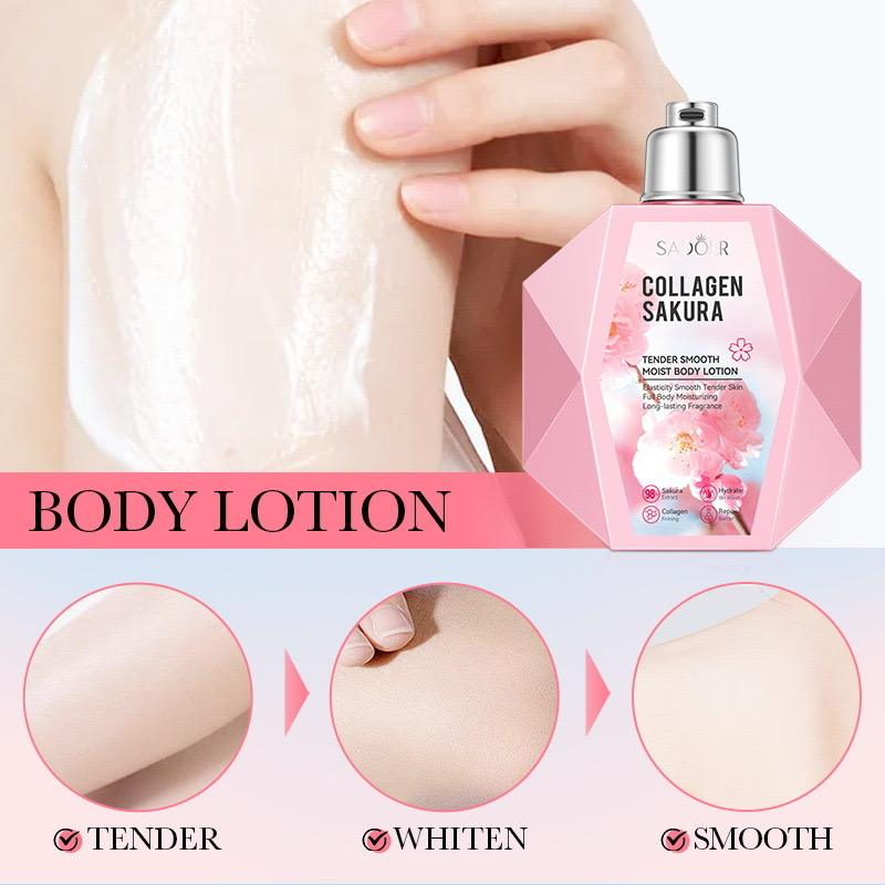 SADOER Collagen Sakura Body Lotion – 98% Sakura Extract & Collagen Firming Moisturizer (300ml) | Hydrating & Brightening Body Care (Original)