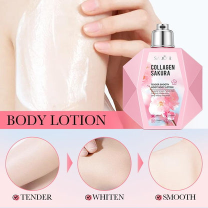 SADOER Collagen Sakura Body Lotion – 98% Sakura Extract & Collagen Firming Moisturizer (300ml) | Hydrating & Brightening Body Care (Original)